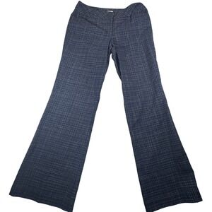 Loft Womens Navy Blue Plaid Career Dress Pants Bootcut Adjustable Waist 10 Curvy